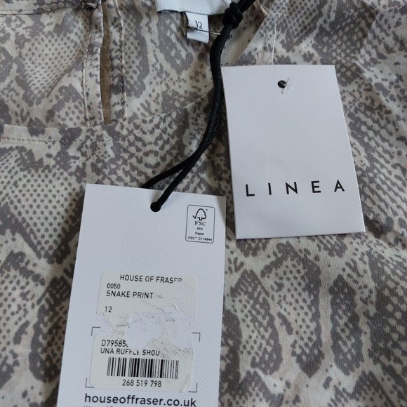 Linea Women's Gray Snake Print Blouse Size 12 - Picture 7 of 8